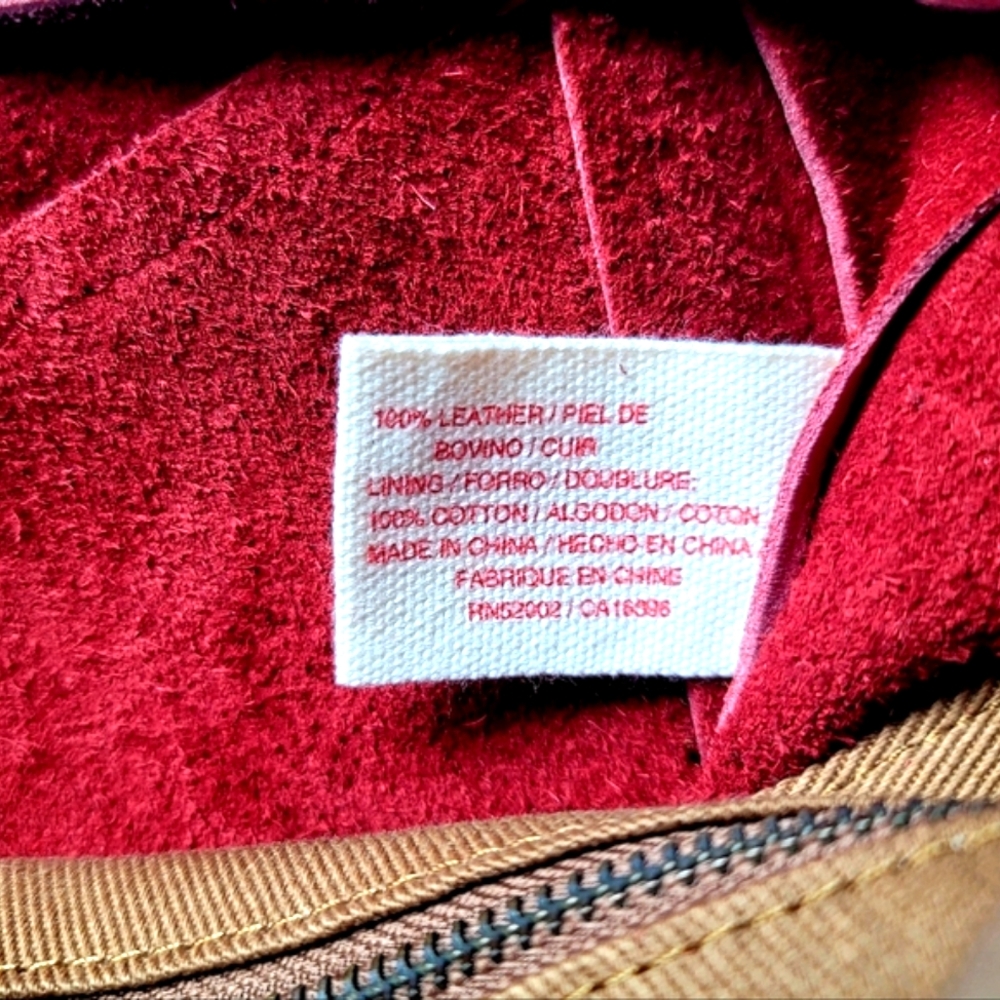 NWT Vintage Asymmetrical Leather Hobo Bag, LUCKY BRAND, Red - Picture 10 of 16